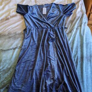 Baltic Born Velvet Light Blue Wrap Dress - Bridesmaid